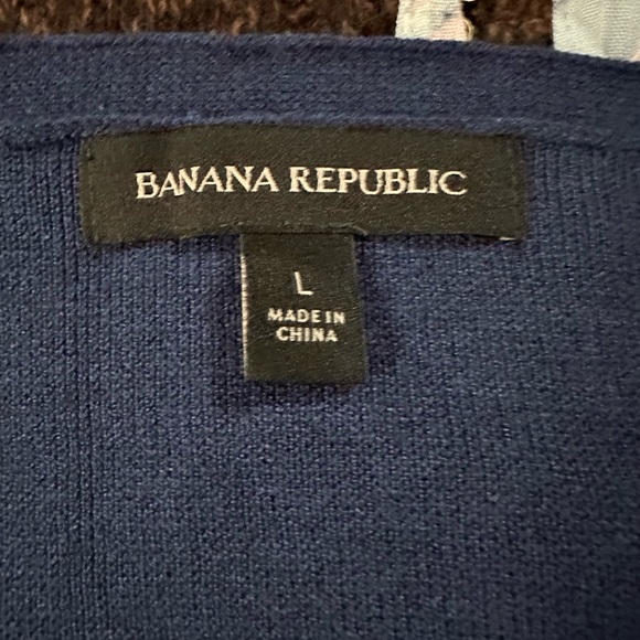 Banana Republic Deep Blue Knit V Neck Sweater Large - Picture 5 of 6